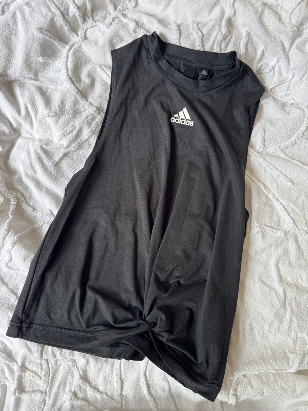 adidas Black Muscle Tank with Front Twist